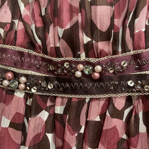 BCBG Maxazaria Petites Silk Straps orStrapless Ruffles Beads Lined Dress size 4 - Picture 5 of 16